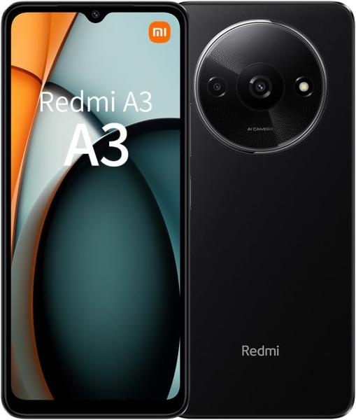 Image Smartphone  6.71" Xiaomi Redmi A3 - RAM 4Go +SSD  128Go - 5000 mAh, taux de rafraîchissement 90 Hz - Noir