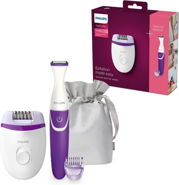 Image Coffret Philips BRP505/00 Epilateur électrique Satinelle Essential- Epilation Corps et Maillot 4 accessoires