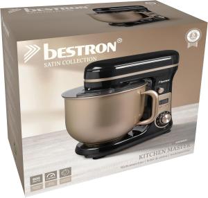 Image Robot pâtissier Bestron AKM2000SAT - 4-en-1, bol de 6 litres, inclus crochet pétrisseur, fouet et batteur plat, 6 vitesses + fonction Pulse, Beige