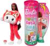 Image Coffret Barbie HRK23 Cutie Reveal Avec Poupée Articulée Cheveux Noirs Mèches Rouges, Chaton Panda