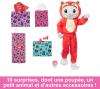 Image Coffret Barbie HRK23 Cutie Reveal Avec Poupée Articulée Cheveux Noirs Mèches Rouges, Chaton Panda