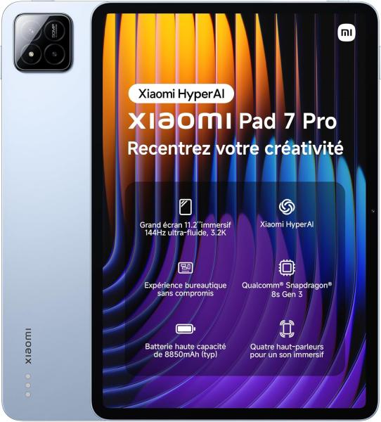 Image Tablette 11.2" Xiaomi Pad 7 Pro - RAM 12Go + SSD 512G  - 8850mAh Batterie, 67W HyperCharge, HyperAI Bleu