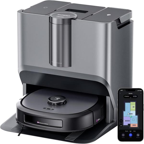 Image Robot Aspirateur Laveur Eureka J20-EU-VD - Serpillière à Chenille 17 N, 6000mAh - Détection de Tapis, AI Détection d'Obstacles