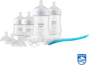 Image Pack biberons pour nouveau-né Philips SCD838/13 Avent - kit 4 biberons, 2 tétines, sucette ultra-douce et goupillon