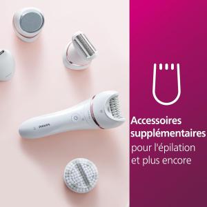 Image Epilateur sans fil Femme Philips BRE740/10 Series 8000 Wet & Dry - pour les jambes et le corps, avec 9 accessoires