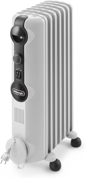 Image Radiateur Électrique Bain d'Huile De'Longhi TRRS0715 Radia S - 3 Niveaux de Chauffage, Boutons Réglables, 1500W, Blanc