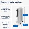 Image Radiateur Électrique Bain d'Huile De'Longhi TRRS0715 Radia S - 3 Niveaux de Chauffage, Boutons Réglables, 1500W, Blanc