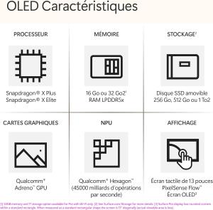 Image PC Tablette OLLED 13" Microsoft Surface Pro - Ecran Tactile - Snapdragon X Elite | 16Go RAM | SSD 1To | Dernier Modèle, 11ème Edition | Platine