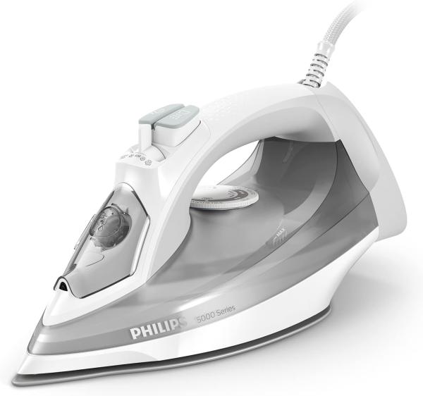 Image Fer à Repasser Vapeur Philips DST5010/10 Série 500 Semelle SteamGlide Plus, Blanc/Gris