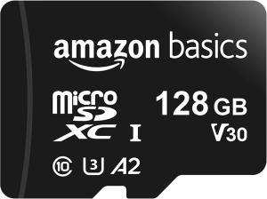 Image Carte Mémoire MicroSDXC, 128 Go, avec Adaptateur SD, A2 Amazon Basics