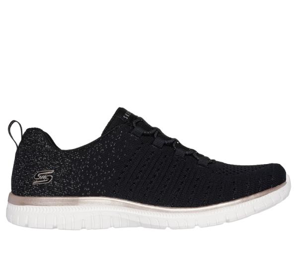 Image Skechers 104424 Virtue - Lucent - Chaussures Marche Femme - Memory Foam Noir/Or BKRG ou Blanc/Argent WSL