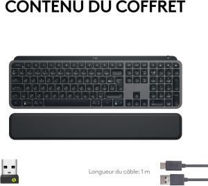 Image Clavier Sans Fil et Repose Poignet Logitech MX Keys S PLUS - Silencieux, Plat, Rétroéclairé, Ergonomiques AZERTY Gris
