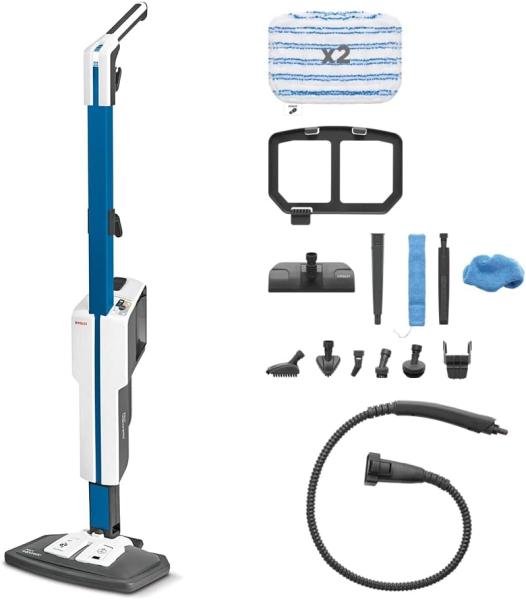 Image Balai Vapeur Polti Vaporetto SV620 Style - Avec Nettoyeur à Main Intégré - 15 Accessoires, Chauffe rapide 20 Secondes - Bleu et Blanc