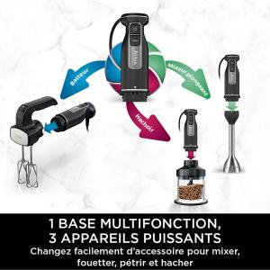 Image Mixeur Plongeant Ninja CI100EU Foodi 3-en-1 - 2 vitesses de mixage et 5 vitesses pour hacher, mélanger, pétrir, mixer