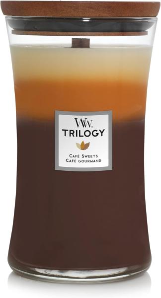 Image Grande Bougie Parfumée WoodWick Trilogy Café Sweets - Café gourmand - Jarre avec mèche Pluswick