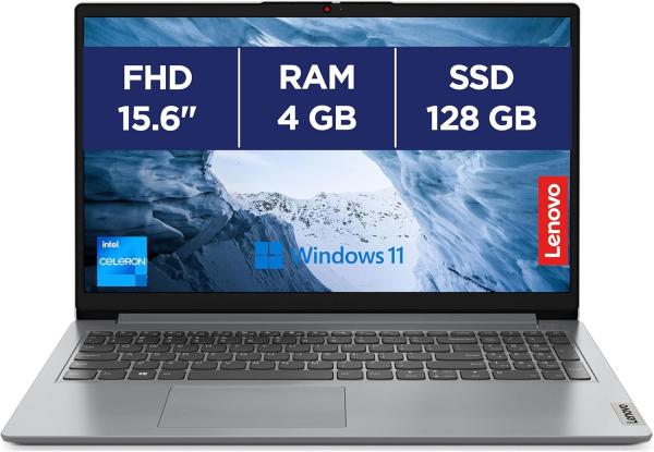 Image PC Portable 15.6'' Full HD Lenovo 15IJL7 IdeaPad 1 (Celeron, RAM 4Go, SSD 128Go, Win 11, AZERTY)