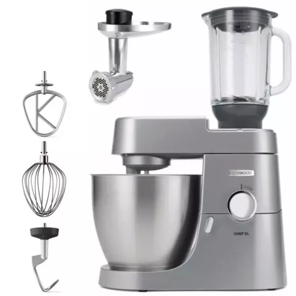 Image Kenwood KVL4170S Chef Elite  - Robot pâtissier - 1200W, 6.7L, Variateur de vitesse électronique, Fonction pulse, Kit pâtisserie inclus