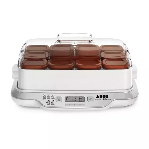 Image SEB YG661A00 Multidélices Express - Yaourtière + 12 pots verre avec couvercle - Blanc