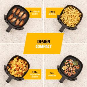 Image Mini Air Fryer Tristar FR-9015 - Friteuse Sans Huile à air numérique - 6 programmes de cuisson - Revêtement antiadhésif 1500W