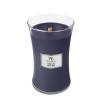 Image WoodWick Dahlia Hinoki - Grande Bougie Parfumée en Jarre Sablier - Bois d’hinoki, la prune veloutée et le dahlia de minuit.