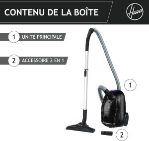 Image Aspirateur Traineau avec Sac Hoover HEZ107HM Compact et Puissant HE1 Home + Accessoires embarqués