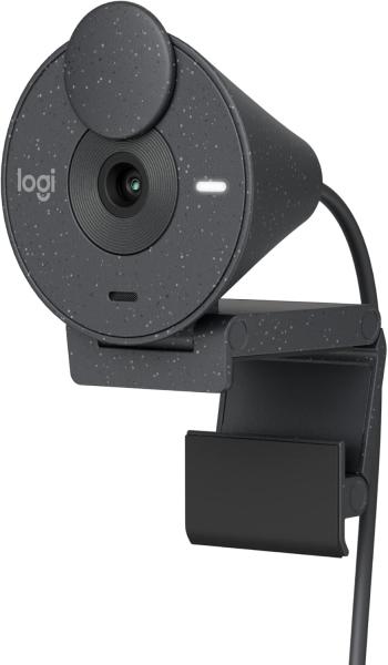 Image Webcam Streaming FHD Logitech Brio 300 Avec Volet Confidentialité, micro à réduction de bruit, USB-C - Graphite