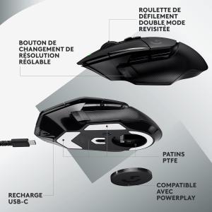 Image Souris Gamer Logitech G G502 X LIGHTSPEED - Capteur gaming HERO 25K, compatible PC - macOS/Windows - Noir