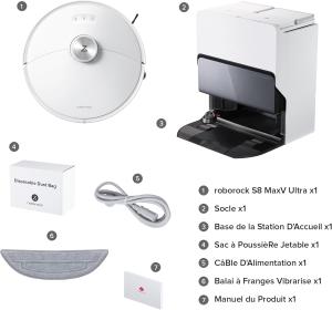 Image Aspirateur Robot Laveur Roborock S8 MaxV Ultra -  8-en-1 Avec Station - Brosse Latérale & DuoRoller Aspiration 10000 Pa