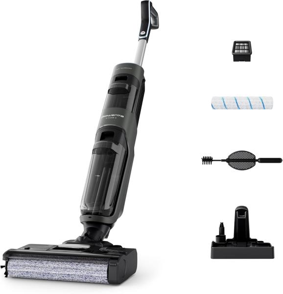 Image Aspirateur Balai Laveur sans Fil Rowenta GZ5037WO X-Clean 4 - Aspiration et Lavage Puissant, Intelligent, Autonomie 50min, Autonettoyage