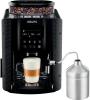 Image Machine à café à grain Krups EA816031 Essential - Pot à lait inox pour Cappuccino - Noir