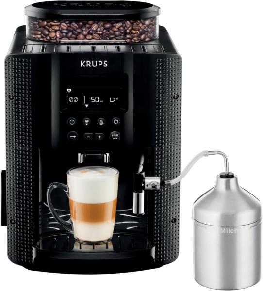 Image Machine à café à grain Krups EA816031 Essential - Pot à lait inox pour Cappuccino - Noir