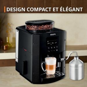 Image Machine à café à grain Krups EA816031 Essential - Pot à lait inox pour Cappuccino - Noir