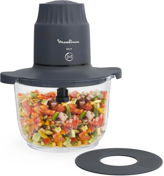 Image Hachoir avec bol en verre Moulinex DJ602110 Choppeo - Capacité utile de 1L, Verre borosilicate, 2vitesses, Java Pepper