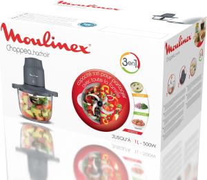 Image Hachoir avec bol en verre Moulinex DJ602110 Choppeo - Capacité utile de 1L, Verre borosilicate, 2vitesses, Java Pepper