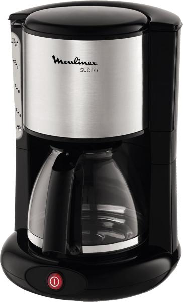 Image Cafetière Electrique Moulinex FG360811 Subito - A Filtre - 1.25 L, 10 à 15 tasses - Inox - Noir