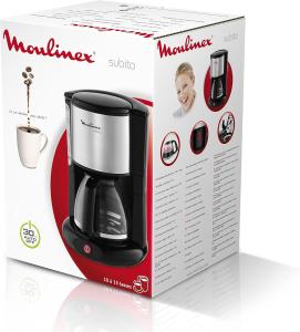 Image Cafetière Electrique Moulinex FG360811 Subito - A Filtre - 1.25 L, 10 à 15 tasses - Inox - Noir