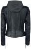 Image Veste Cuir Femme Mauritius Cacey - Style Biker - Fermeture zippée - A capuche - Taille XS à 4XL - Noir