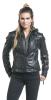 Image Veste Cuir Femme Mauritius Cacey - Style Biker - Fermeture zippée - A capuche - Taille XS à 4XL - Noir