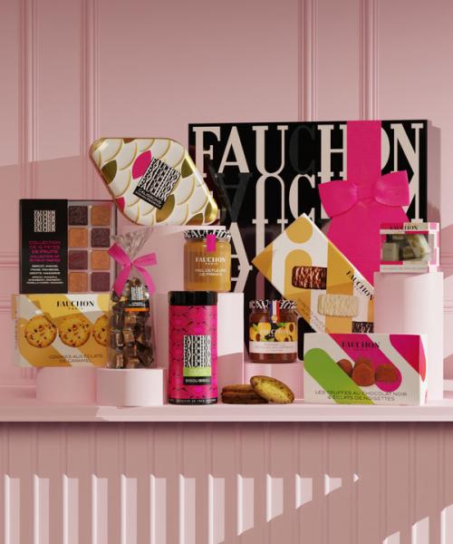 Image FAUCHON - Coffret Passion - Truffes au chocolat, Caramels, Nougat, Calisson, Pâtes de Fruits, Thé Vert Bisou, Cookies, Confiture et Miel