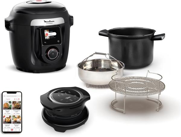 Image Pack Moulinex CE96G810 Cookeo Wi-Fi (Multicuiseur 6 L, Noir) + Extra Crisp EZ150800