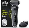 Image Rasoir Électrique Homme Braun 51-W1500s Series 5  + Clip Tondeuse EasyClick & EasyClean, Étanche - Blanc