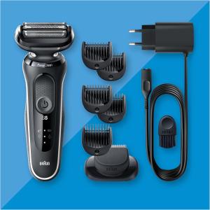 Image Rasoir Électrique Homme Braun 51-W1500s Series 5  + Clip Tondeuse EasyClick & EasyClean, Étanche - Blanc