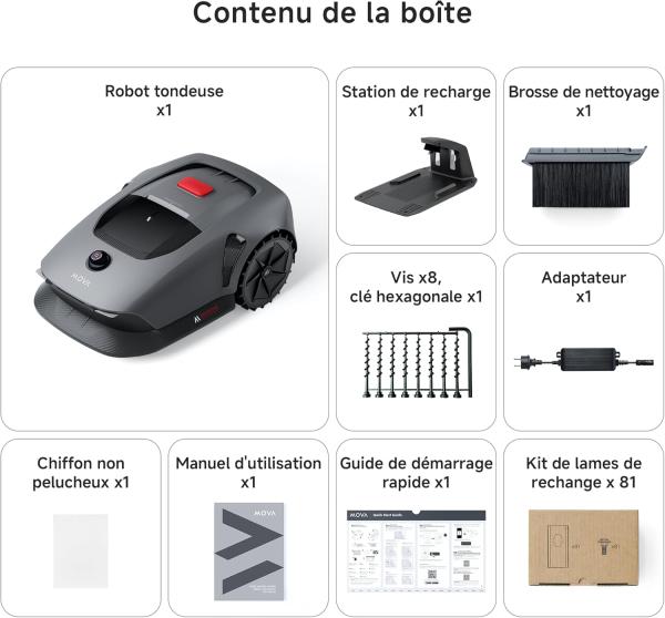 Image Robot Tondeuse Gazon Sans fil MOVA 600 Kit+ Garage Combo, Dreame - 81x Lames de Rechange - cartographie 3D-LiDAR 600 m²