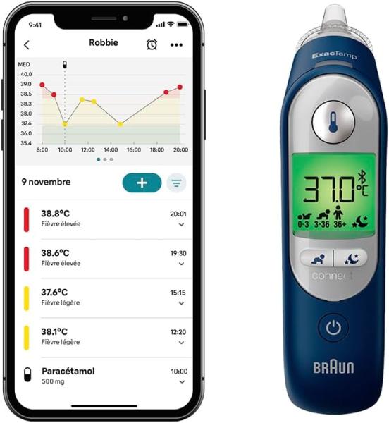 Image Thermomètre auriculaire Connecté Braun ThermoScan® 7+ connect - App Family Care - Technologie Age Precision