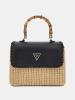 Image GUESS Heloisa Raphia - Sac à bandoulière Femme -  Noir multi ou Nuances d'orange