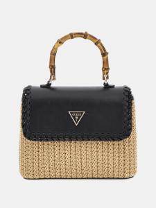 Image GUESS Heloisa Raphia - Sac à bandoulière Femme -  Noir multi ou Nuances d'orange