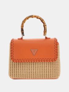 Image GUESS Heloisa Raphia - Sac à bandoulière Femme - Noir multi ou Nuances d'orange