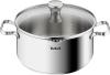 Image Faitout Tefal A7054663 Duetto - Induction - 24cm - Acier inoxydable 18/10, Garantie 10 ans - Couvercle filtrant en verre
