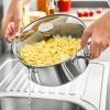 Image Faitout Tefal A7054663 Duetto - Induction - 24cm - Acier inoxydable 18/10, Garantie 10 ans - Couvercle filtrant en verre