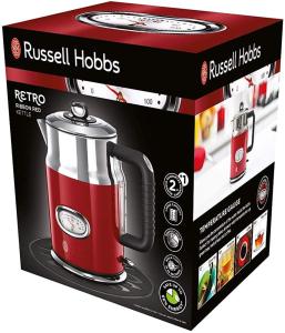 Image Bouilloire Electrique Russell Hobbs 21670-70 Design Vintage Premium - 1,7L - Retro Rouge